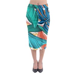 Leaves Tropical Exotic Midi Pencil Skirt by artworkshop