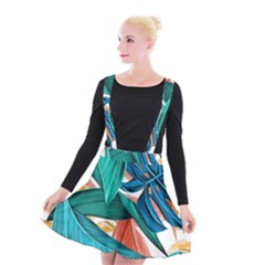 Leaves Tropical Exotic Suspender Skater Skirt by artworkshop
