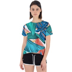 Leaves Tropical Exotic Open Back Sport Tee by artworkshop