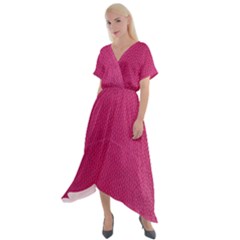 Pink Leather Leather Texture Skin Texture Cross Front Sharkbite Hem Maxi Dress by artworkshop