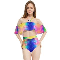 Inverted Circles Halter Flowy Bikini Set  by Thespacecampers