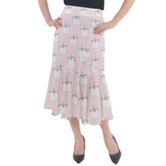 Fluffy Cat Pets Midi Mermaid Skirt by artworkshop