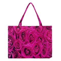 Pink Flowers Roses Medium Tote Bag by artworkshop
