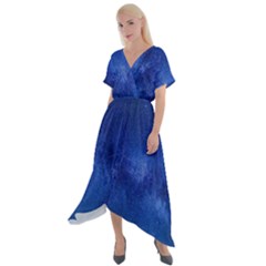Milky Way Stars Night Sky Cross Front Sharkbite Hem Maxi Dress by artworkshop