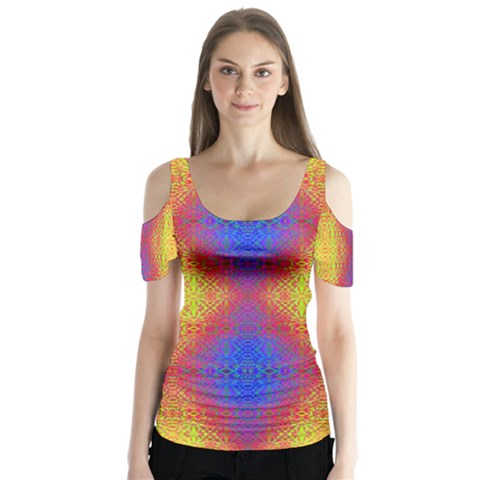 Time Butterfly Sleeve Cutout Tee  by Thespacecampers