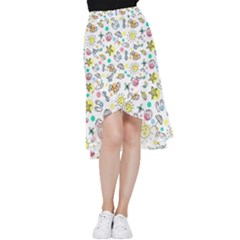 Drawing Pattern Frill Hi Low Chiffon Skirt by artworkshop