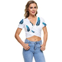 Feather Bird Short Sleeve Foldover Tee by artworkshop