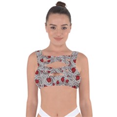 Cream With Cherries Motif Random Pattern Bandaged Up Bikini Top by dflcprintsclothing