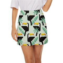 Seamless-tropical-pattern-with-birds Mini Front Wrap Skirt by Jancukart