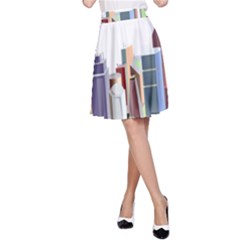 City-urban-buildings-skyscraper A-line Skirt by Jancukart