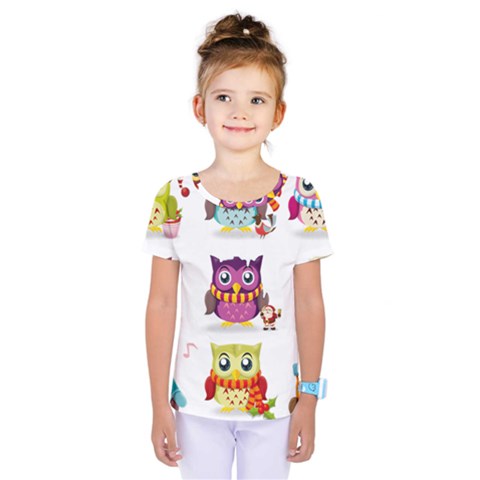 Cartoon-cute-owl-vector Kids  One Piece Tee by Jancukart