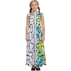 Brain-mind-psychology-idea-drawing Kids  Satin Sleeveless Maxi Dress by Jancukart