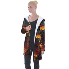 Dragon Fire Fantasy Art Longline Hooded Cardigan by Jancukart