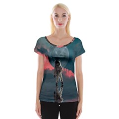 Astronaut-moon-space-nasa-planet Cap Sleeve Top by Jancukart