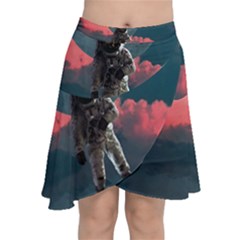 Astronaut-moon-space-nasa-planet Chiffon Wrap Front Skirt by Jancukart