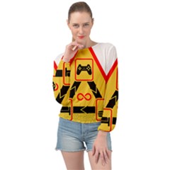 Gamer-geek-video-game-sign-fan Banded Bottom Chiffon Top by Jancukart