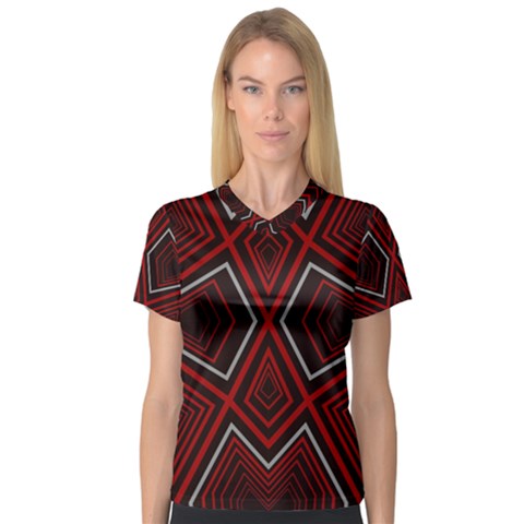 Abstract Pattern Geometric Backgrounds V-neck Sport Mesh Tee by Eskimos