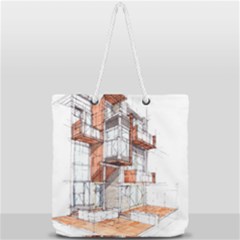 Rag-flats-onion-flats-llc-architecture-drawing Graffiti-architecture Full Print Rope Handle Tote (large) by Jancukart