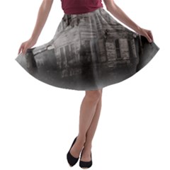 Haunted-night Building A-line Skater Skirt by Jancukart