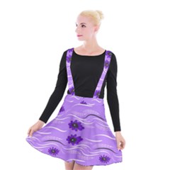 Folk Flowers Print Floral Pattern Ethnic Art Suspender Skater Skirt by Eskimos