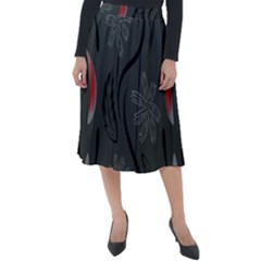 Folk Flowers Print Floral Pattern Ethnic Art Classic Velour Midi Skirt  by Eskimos