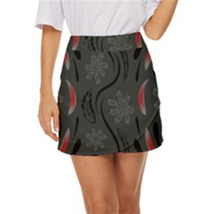 Folk Flowers Print Floral Pattern Ethnic Art Mini Front Wrap Skirt by Eskimos