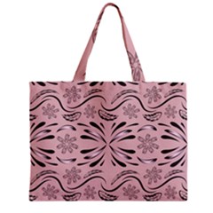 Folk Flowers Print Floral Pattern Ethnic Art Zipper Mini Tote Bag by Eskimos