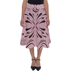 Folk Flowers Print Floral Pattern Ethnic Art Perfect Length Midi Skirt by Eskimos