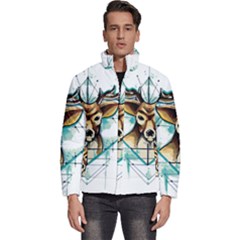 Deer-unicorn-tattoo-drawing-vector-watercolor Men s Puffer Bubble Jacket Coat by Jancukart