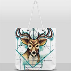 Deer-unicorn-tattoo-drawing-vector-watercolor Full Print Rope Handle Tote (large) by Jancukart