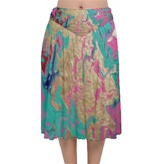 Freedom To Pour Velvet Flared Midi Skirt by Hayleyboop