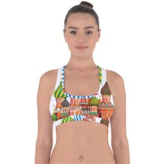Moscow-kremlin-saint-basils-cathedral-red-square-l-vector-illustration-moscow-building Cross Back Hipster Bikini Top  by Jancukart