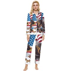American-eagle- Clip-art Womens  Long Sleeve Velvet Pocket Pajamas Set by Jancukart