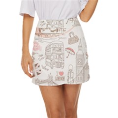 London-paris-drawing-vector-london-comics Mini Front Wrap Skirt by Jancukart