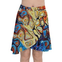 Colorful Structure Chiffon Wrap Front Skirt by artworkshop