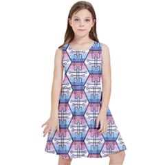 Hackers Town Void Mantis Hexagon Bigender Seven 7 Stripe Pride Flag Kids  Skater Dress by WetdryvacsLair