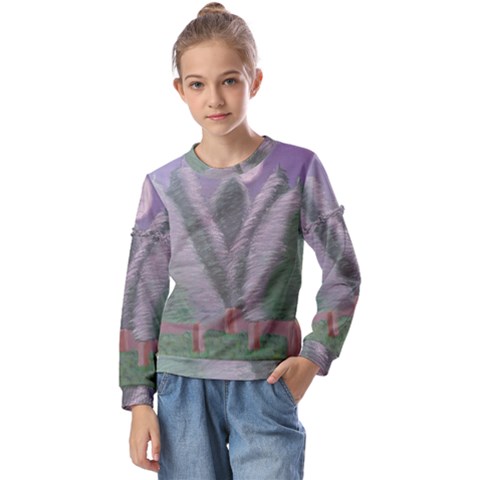 Purple Haze  Kids  Long Sleeve Tee With Frill  by Hayleyboop