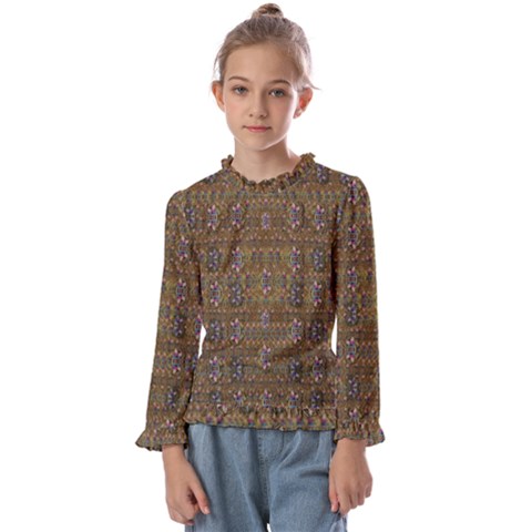 Sunflowers Seed In Harmony With Tropical Flowers Kids  Frill Detail Tee by pepitasart