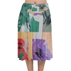 Order In Chaos Velvet Flared Midi Skirt by Hayleyboop