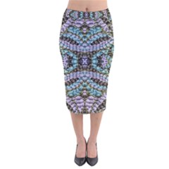 Pastels Repeats Velvet Midi Pencil Skirt by kaleidomarblingart