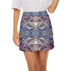 Abstract Pouring Mini Front Wrap Skirt by kaleidomarblingart