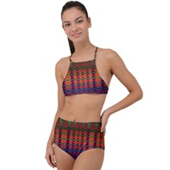 Fractaled Pixels High Waist Tankini Set by Thespacecampers