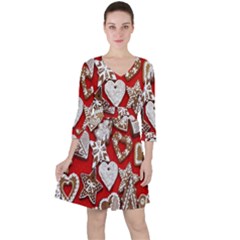 Christmas-b 001 Quarter Sleeve Ruffle Waist Dress by nate14shop