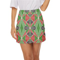Abstract Pattern Geometric Backgrounds  Mini Front Wrap Skirt by Eskimos