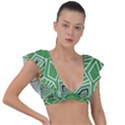Abstract pattern geometric backgrounds  Plunge Frill Sleeve Bikini Top View1