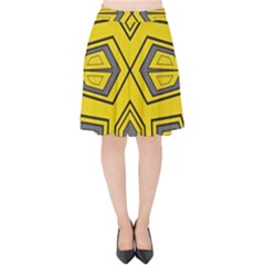 Abstract Pattern Geometric Backgrounds Velvet High Waist Skirt by Eskimos