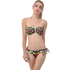 Pattern-berry-red-currant-plant Twist Bandeau Bikini Set by Jancukart