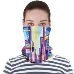 City-street-car-road-architecture Face Seamless Bandana (adult) by Jancukart