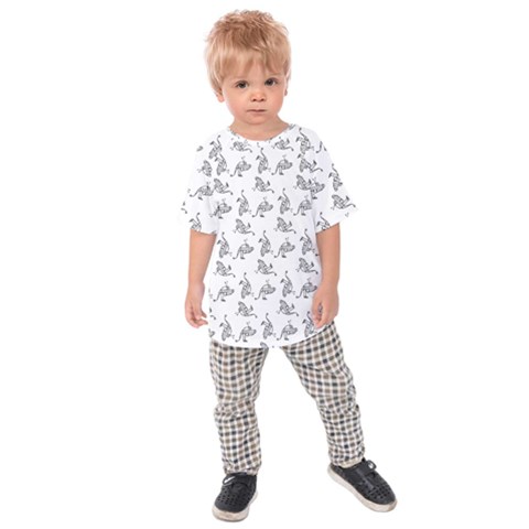 Robot Dog Drawing Motif Pattern Kids  Raglan Tee by dflcprintsclothing