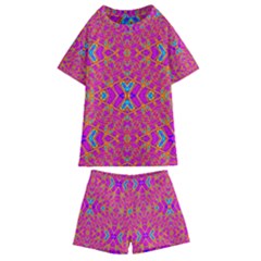 Pink Vacation Kids  Swim Tee And Shorts Set by Thespacecampers